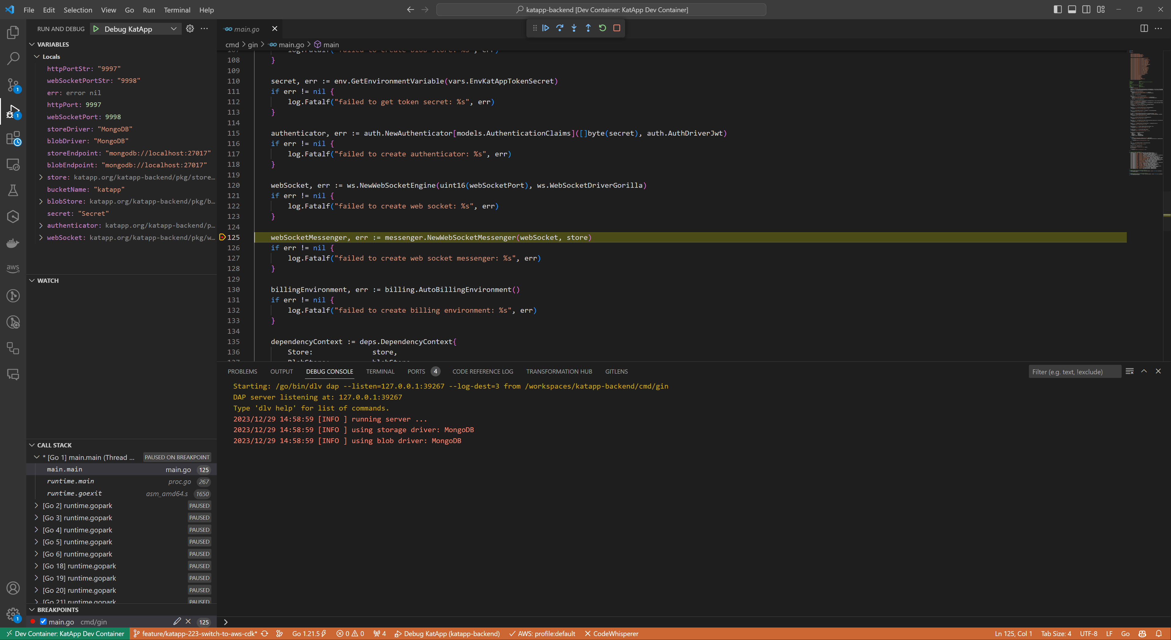 Debug KatApp running