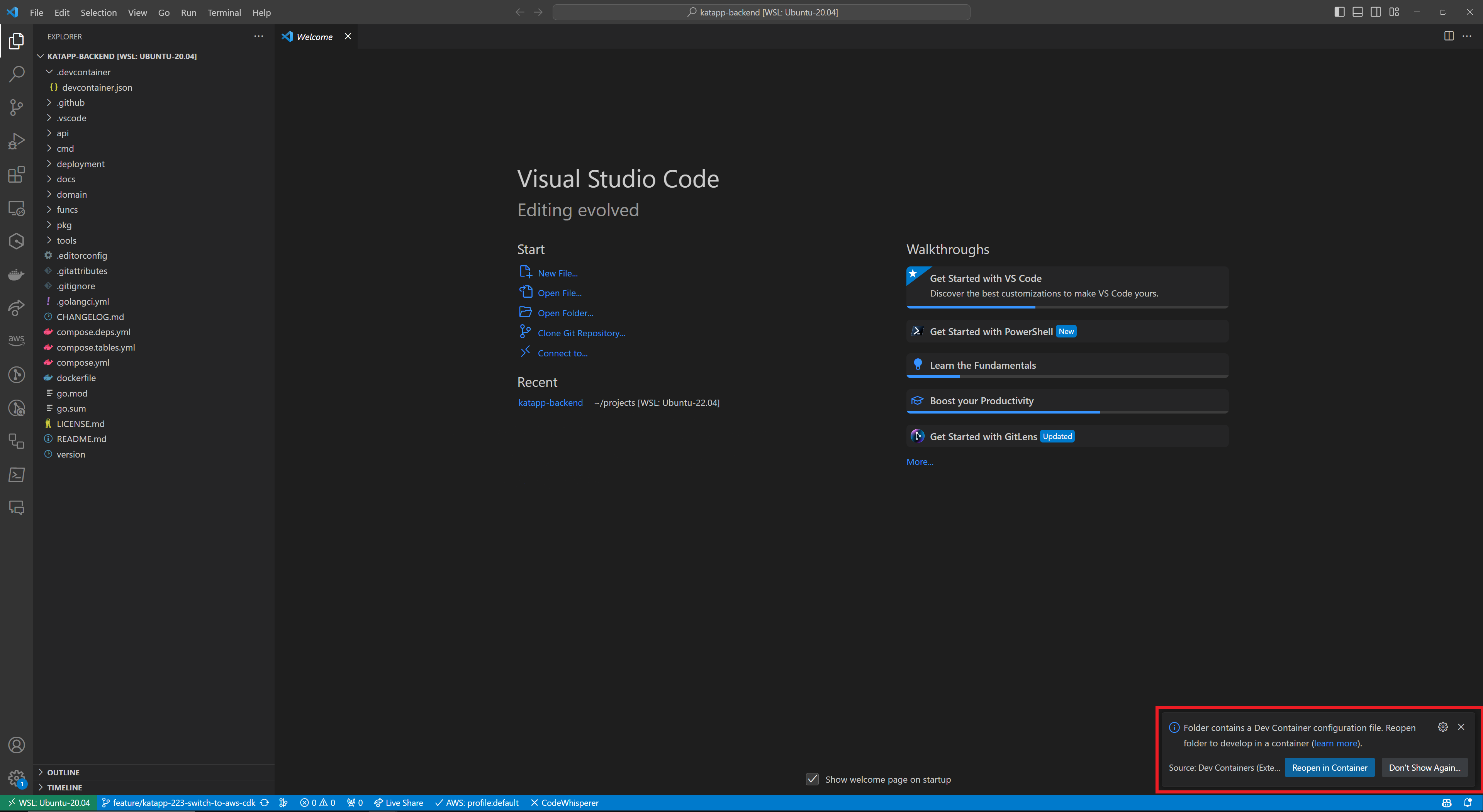 VsCode Open in Devcontainer