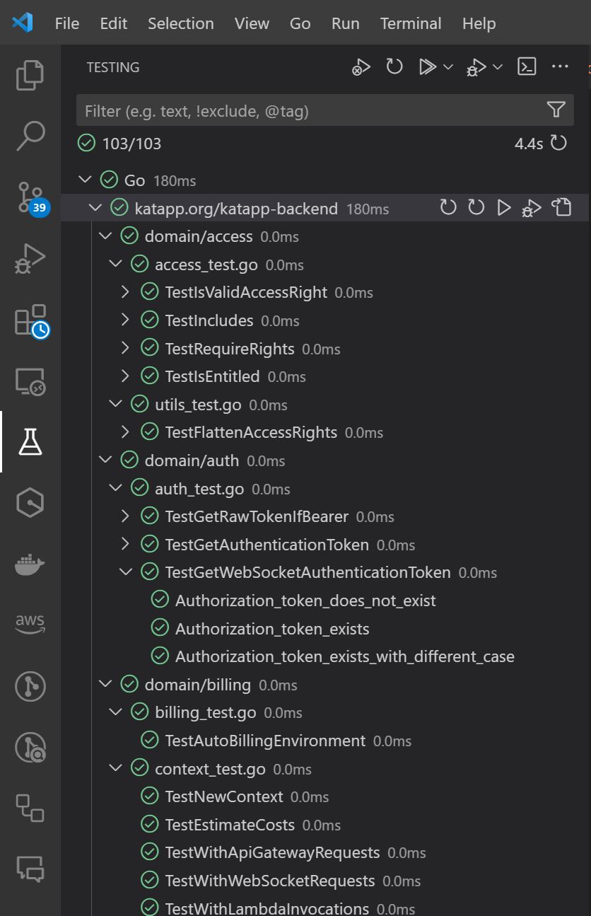 VsCode Test Explorer Go